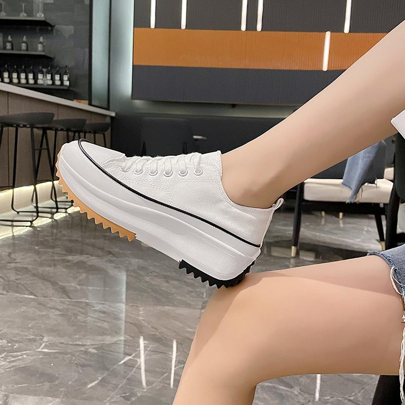 Thick-soled Heightening Canvas Shoes Women's New Casual Low-top Cloth Shoes Thin Breathable Niche Muffin Bottom