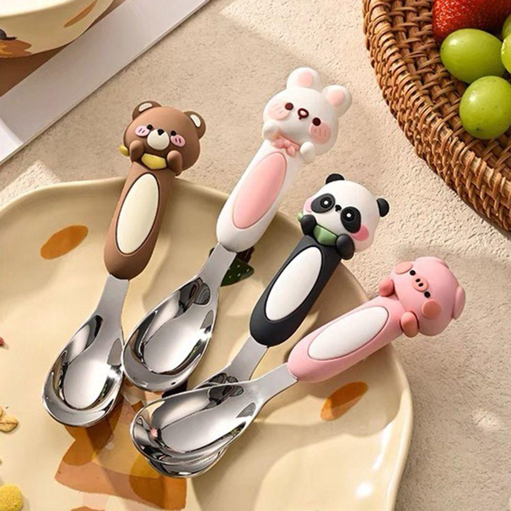 316 Stainless Children's Tableware Spoon Anti Slip Handle Deepen Soup Spoon