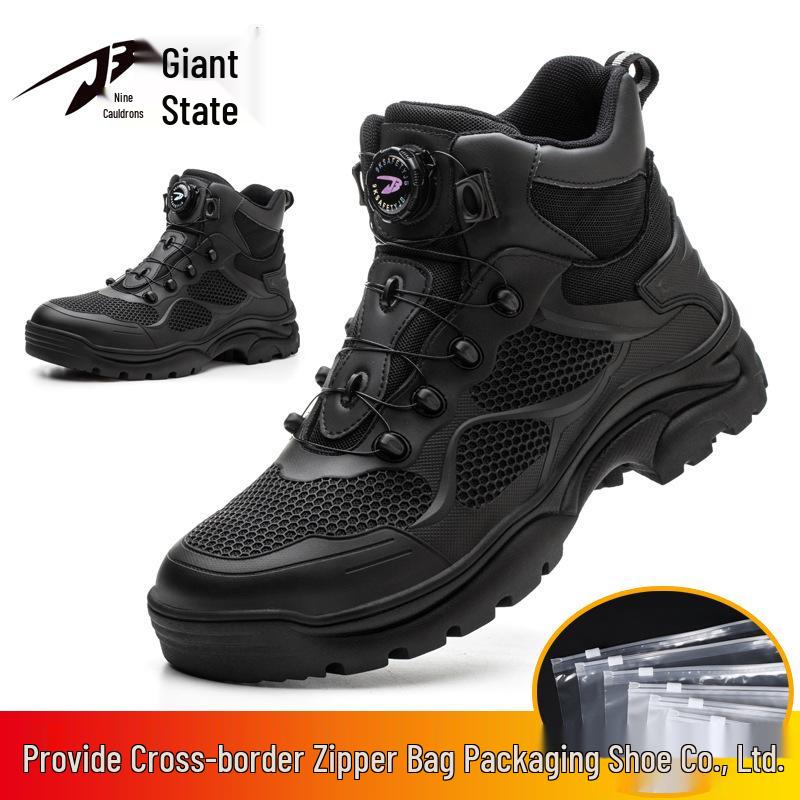 

Трансграничные Бесшнурковые Высокие Защитные Рабочие Ботинки: Дышащий, Нескользящий, Ударопрочный, Защита от проколов 9195 Black; 42