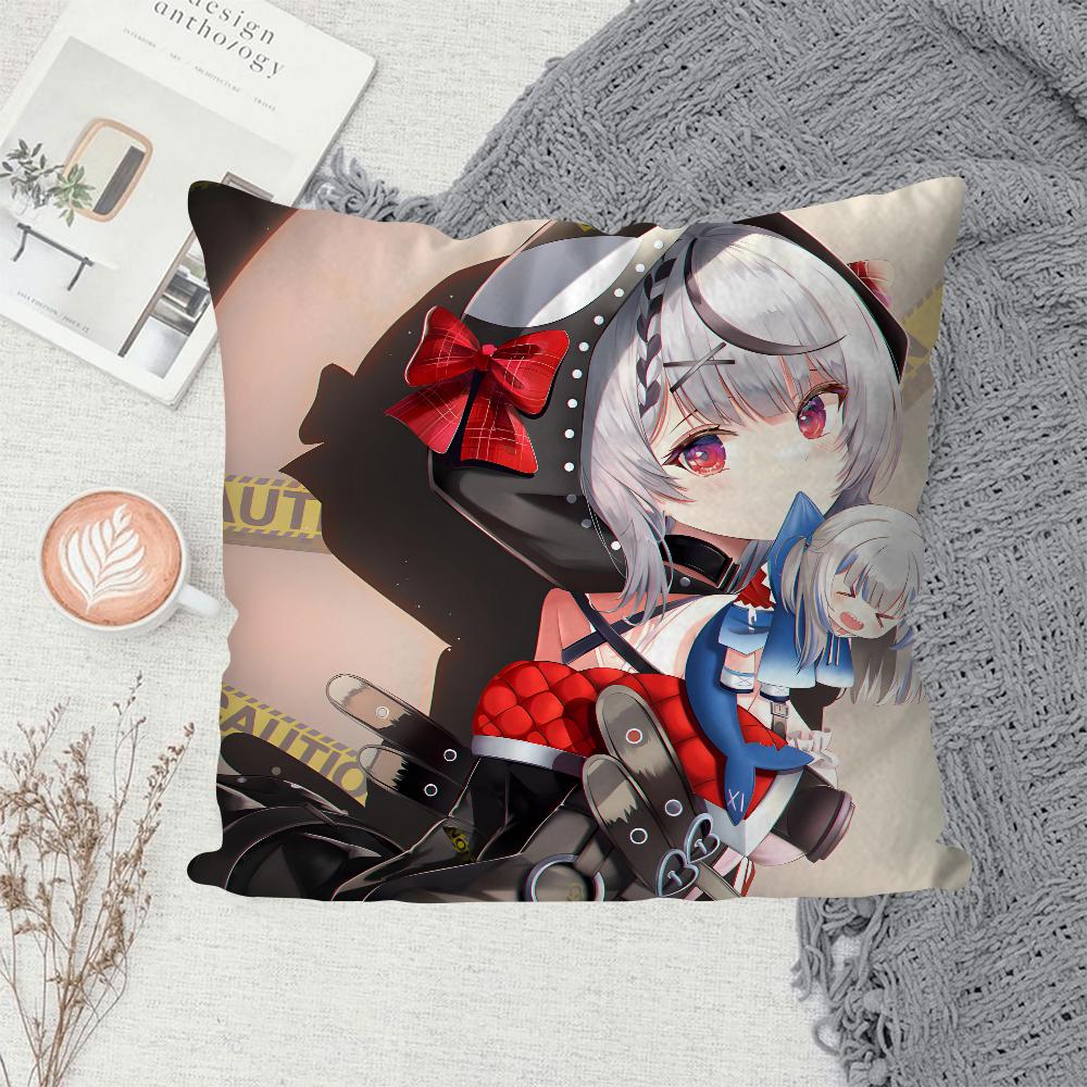 1PC Anime Girl Hololive Sakamata Chloe Game Pillow Case Sofa Decorative Home Double-sided Printing Short Plush Cushion Cover