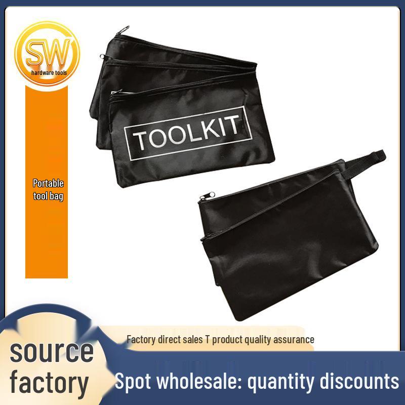 Portable Canvas Zipper Tool Bag - Oxford Cloth Wrench Storage for Hardware and Hand Tools Toolkit Plastic Bag