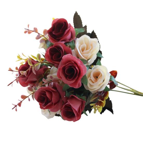 6 Forks 12 Heads Simulated Roses Bright Colors Realistic Appearance Artificial Flowers Photo Props Home Decor