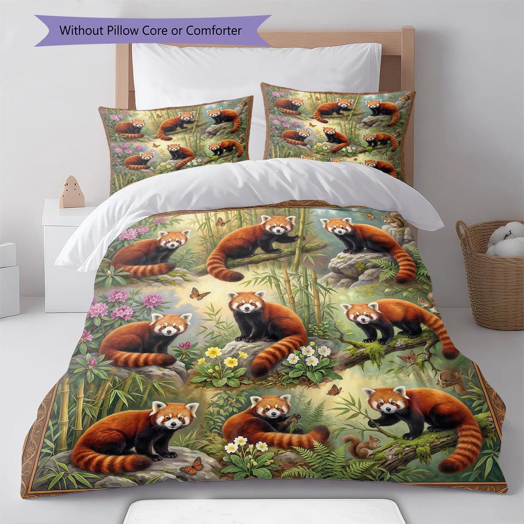 Retro Oil Painting Animals Pattern Bedding,Quilt Set Quilt Cover Pillowcase Home Birthday Gift (1 * Duvet Cover + 2 * Pillowcase, Without Core)