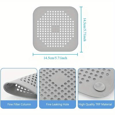 1 pièce Coussinet de Bonde de Sol en Silicone pour Évier de Cuisine, Patch Filtre Anti-bouchage, Ventouse d'aspiration de Cheveux pour Égout de Salle de Bain, Grille de Filtration Anti-odeur
