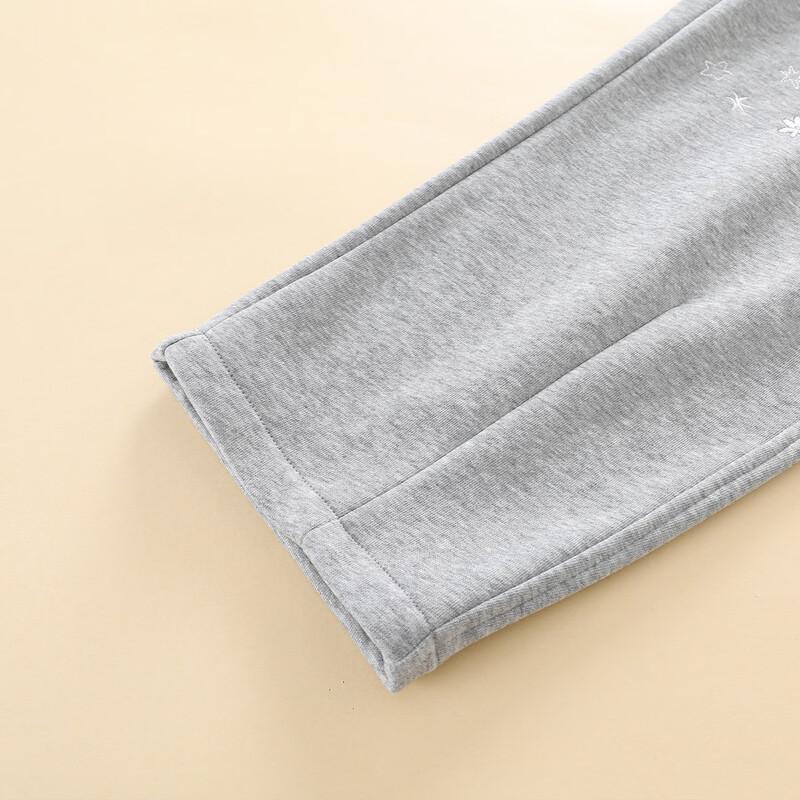 Girls' Star Embroidered Fleece-Lined Casual Straight-Leg Pants