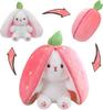 Cute Reversible Strawberry Rabbit Stuffed Animal Toy for Kids