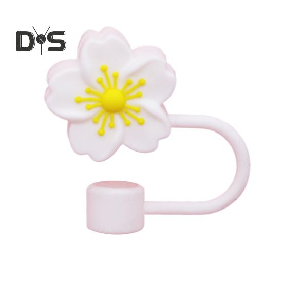 Silicone Flower Straw Cap 10mm Diameter Cute Straw Topper Dust-Proof Drinking Straw Covers Cap Reusable Straw Tips Lids Gift for Party Decor