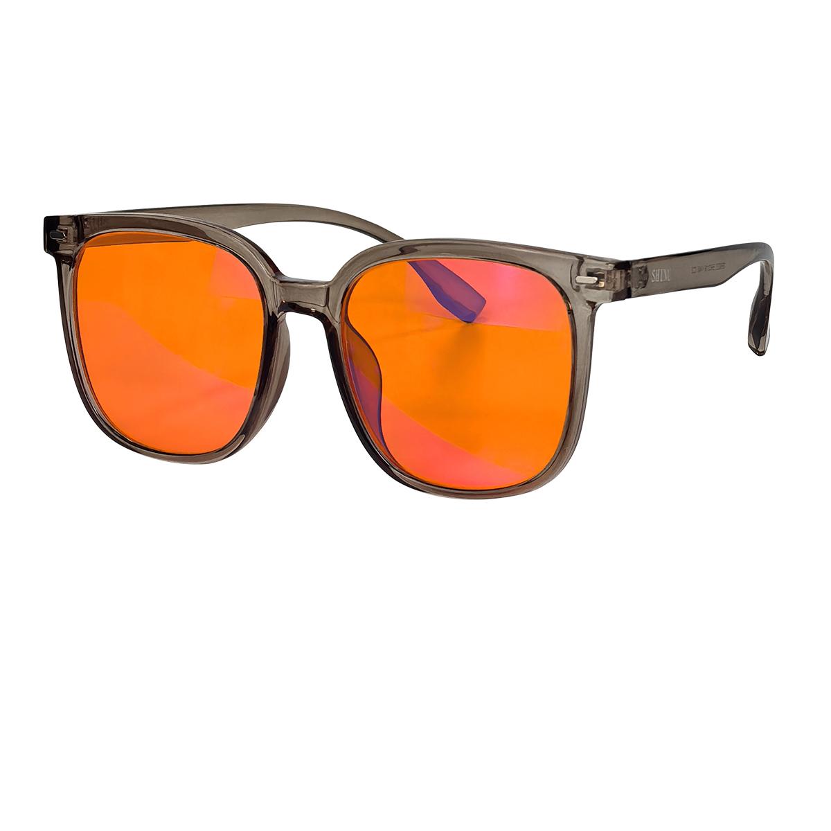 

Orange Lens Blue Light Filter Eyeglasses Women for Big Face Red Lens Sleep Better Eyeglasses Men Improve Insomnia Nighttime 146mm