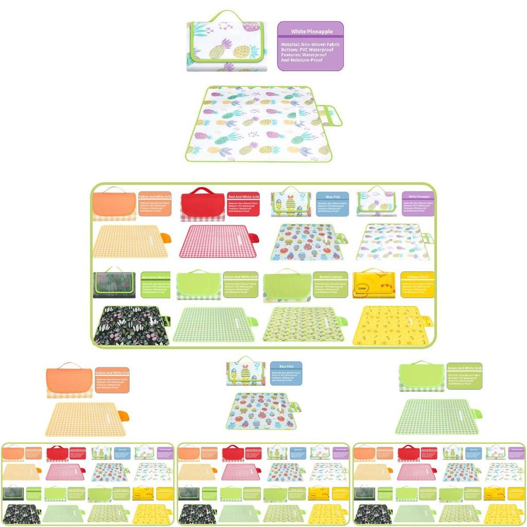 Tragbare Stranddecke Vliesstoff Picknickmatte mit wasserdichter Funktion Grüner Algenprint