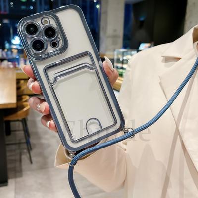 Étui de téléphone souple avec lanière et collier en bandoulière pour iPhone 15 14 13 12 11 Pro Max XR X XS 7 8 Plus