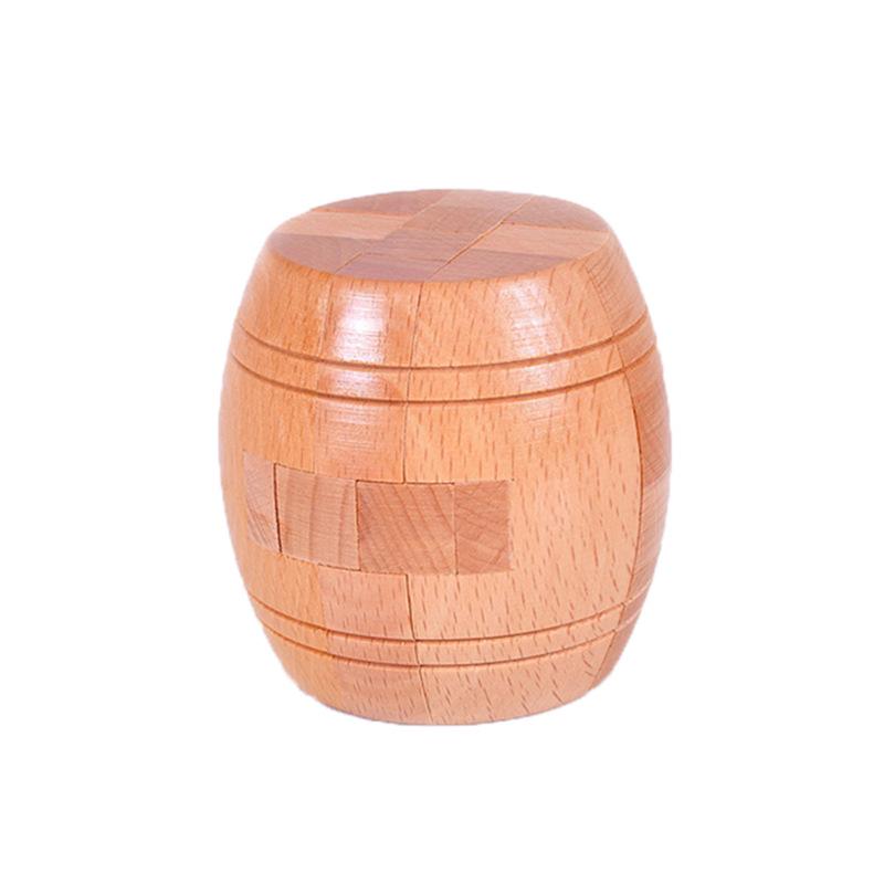 Kongming Lock Beech Wood Wine Barrel Puzzle Toy for Adults