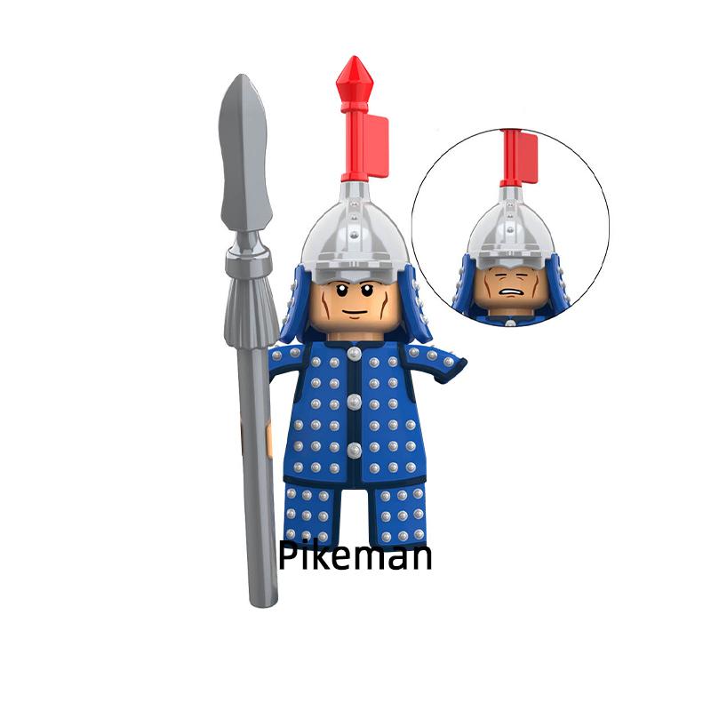 The Ancient Saber General Pikeman Broadsword Long Knife Soldier Blunderbuss Cavalry Commander Model Blocks MOC Bricks Set KT1091