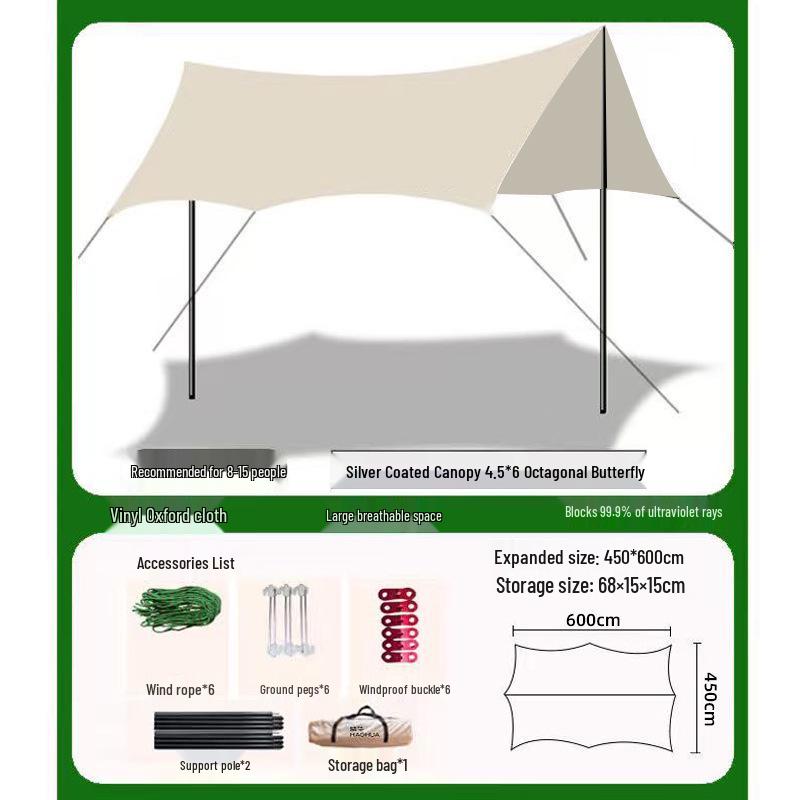 Vinyl Outdoor Canopy Tent: Rainproof and Windproof Camping Picnic Sunshade