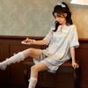 Summer Pajamas Women's Imitation Cotton Korean Cute Cartoon Sweet Student Short-sleeved Loungewear Suit