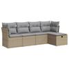 VidaXL Garden Lounge Set with Cushions 5 Pcs Beige Wicker, Outdoor Sofa Set, Corner Sofa Set 3325265