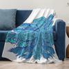 Boho Floral Watercolor Blue Print Blanket Soft Throw Bed Sofa Cover Decorative Quilt Bedspread