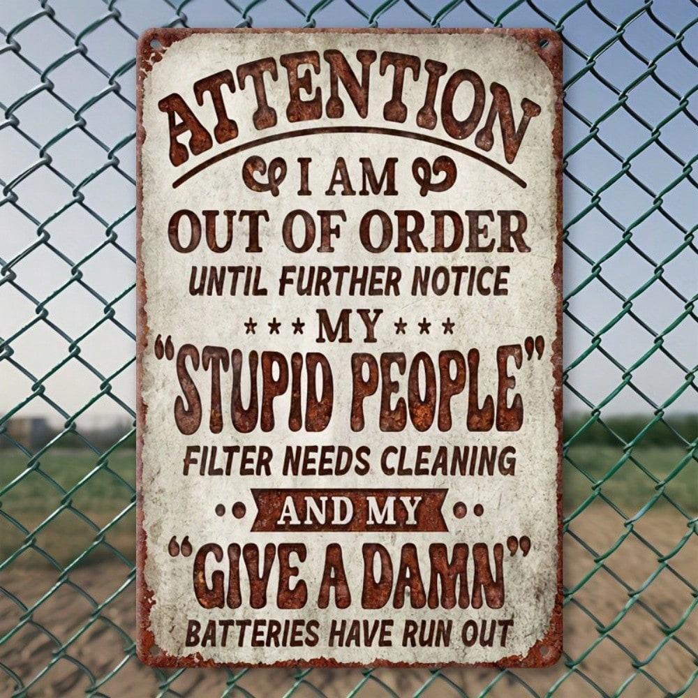 

Vintage Rustic Metal Wall Art Humorous Warning Sign Durable Home Office Decor Gift for Men