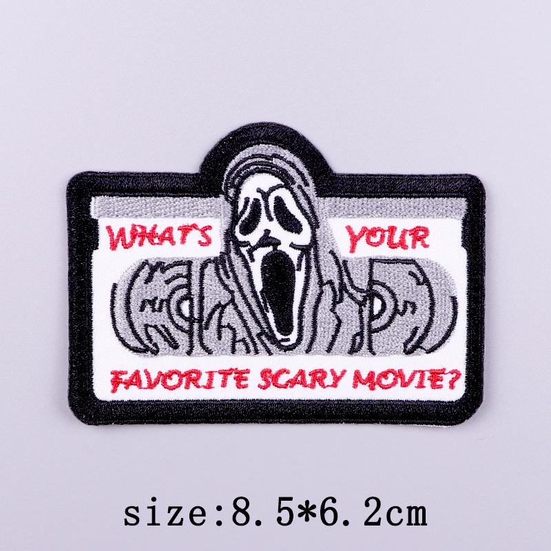 Red Heart Patch Iron On Patches On Clothes Fire Punk Skull Embroidered Patches For Clothing Hook Loop Patch For Clothes Stickers