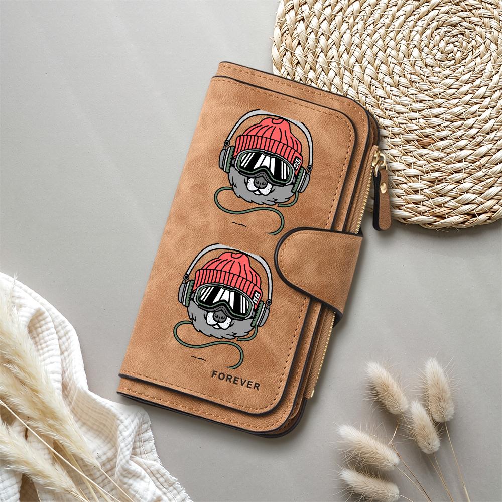 Cute Cartoon Print Long Wallet Fashion PU Leather Multi Card Holder Casual Portable Purse for Daily Use