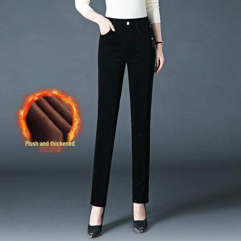 

Новые женские вельветовые брюки с высокой посадкой и бархатной отделкой, повседневные прямые для осени/зимы 2024 Size 33 / 145-155 lbs