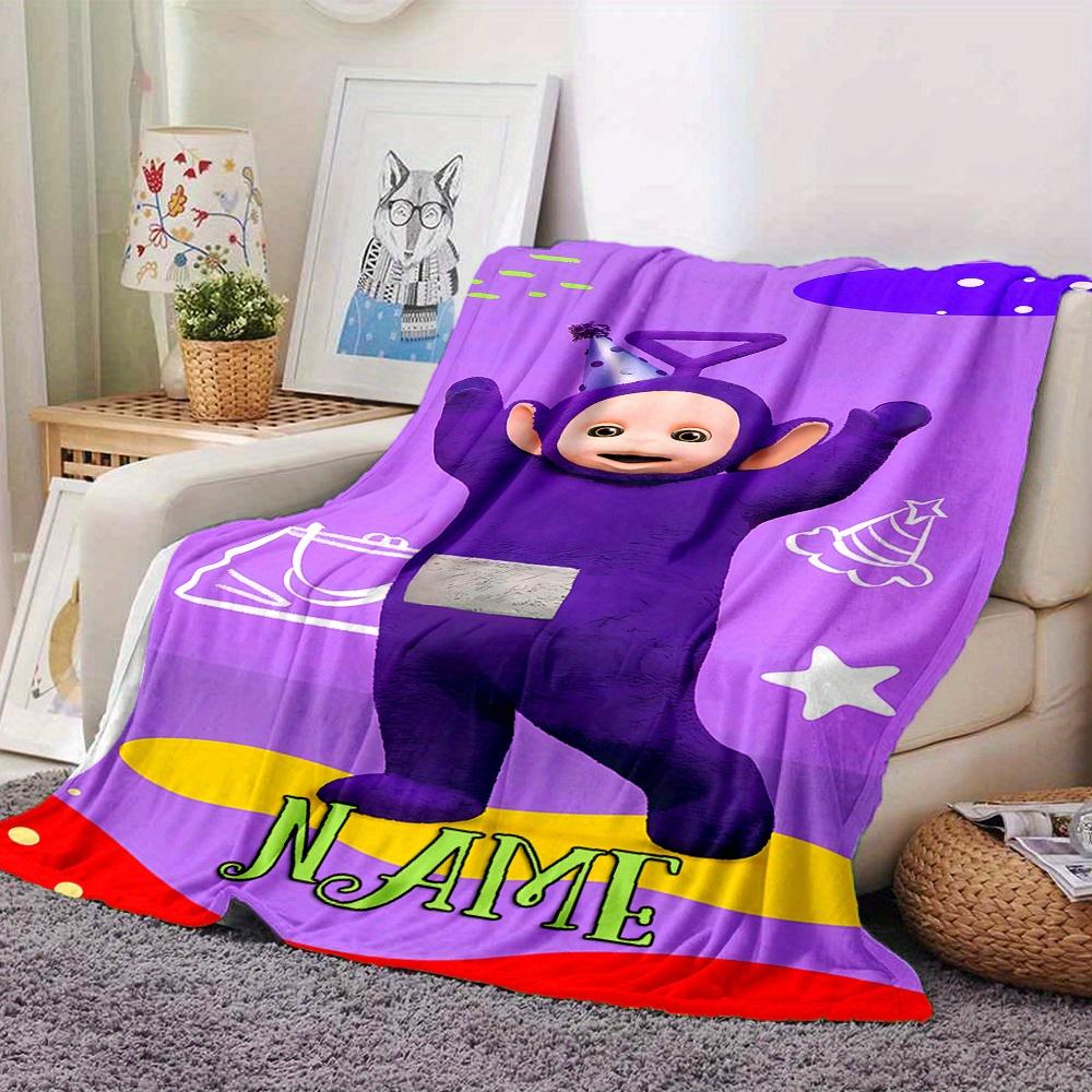 Purple Teletubbies Tinky Winky Themed Blanket Personalized Name Soft Warm And Versatile For Sofa Bed Office And Travel Machine Washable Comfortable In