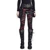 Women's Autumn/Winter Gothic Distressed Mesh Leggings Pants Steampunk Black Red Torn Leggings Long Pants (L, Red)