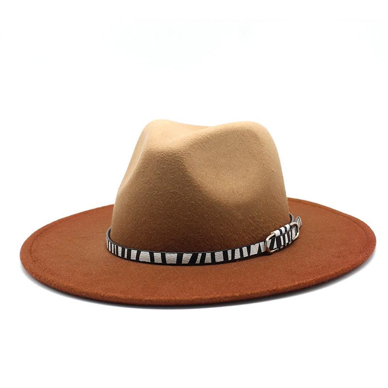 Spray Paint Gradual Change Color Jazz Hat Season Men And Women Retro Two-Color Woolen Hat