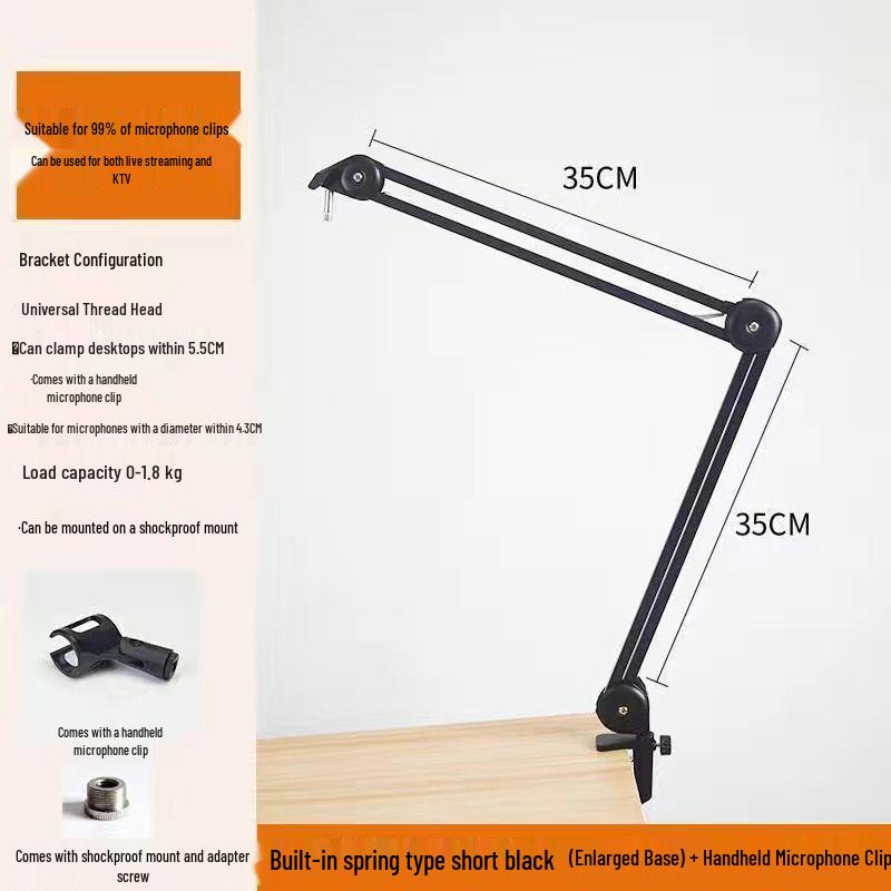 Desktop Condenser Microphone with Large Boom Arm and Shockproof Stand for Streaming and Recording