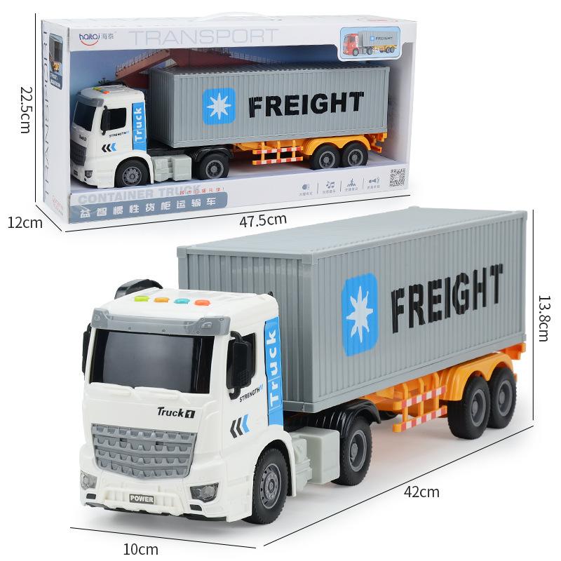 Camion Container Inertial cu Efecte Luminoase și Sonore, Transportator pentru Copii, Simulare Tractor din Plastic, Model de Mașină Jucărie