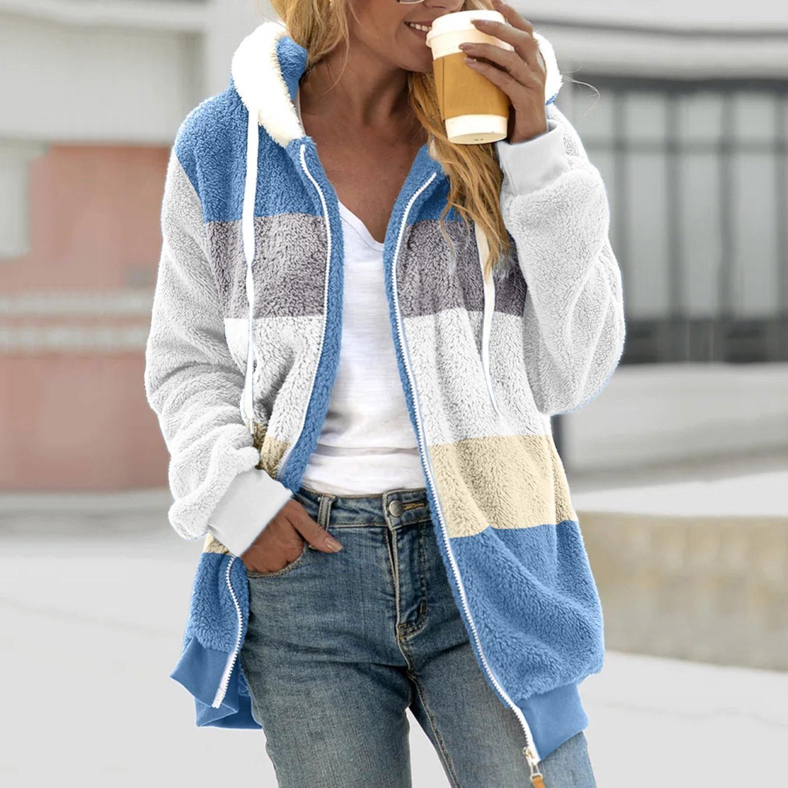 

Женская мода шить свободные толстовки с длинным рукавом плюшевое пальто на молнии XXXL