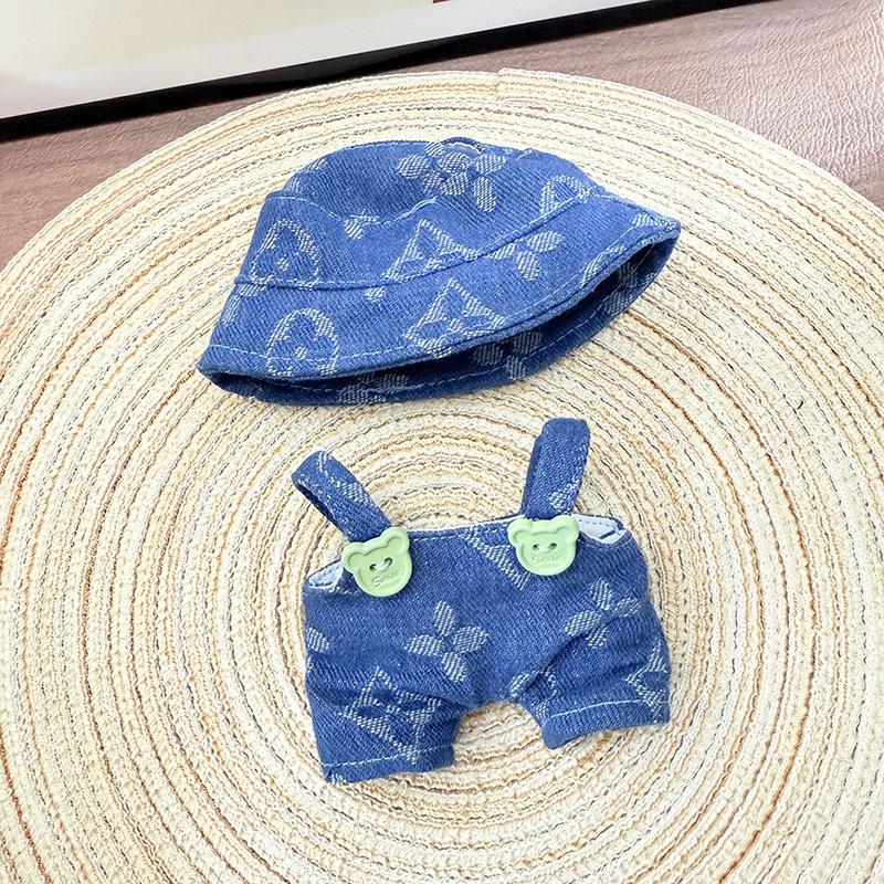 17cm Labubu Doll's Clothes Denim Four Leaf Clover Set Outfit Accessories Clothing DIY Kids Gift Sweet Princess (Excluding Dolls)