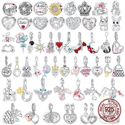 925 Sterling Kupfer Liebe Familienstammbaum Katzen Hunde Ballon Dangle Perlen Passen Original Charms Armbänder DIY Perle Frauen Zirkon Herstellung
