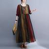 Real early autumn new retro age-reducing ethnic style round neck long-sleeved pendulum dress women