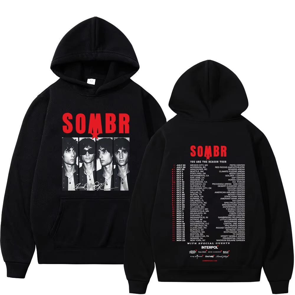 Singer Sombr Du bist der Grund 2026 Tour Print Hoodie Herren Mode Trainingsanzug Langarm Lässig Übergroß Unisex Harajuku hohe Qualität M black