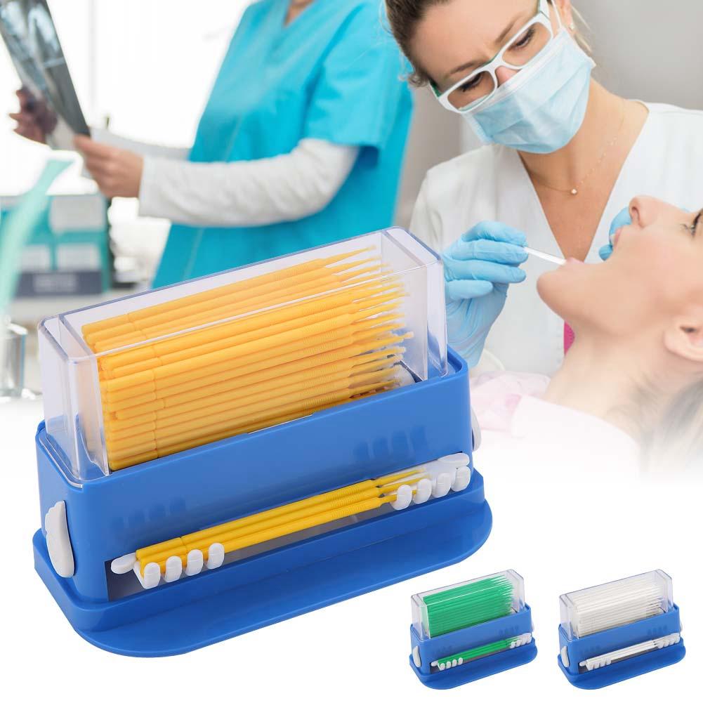 3 Colors Dental Disposable Micro Applicator Tip Bendable Sticks Brush Dispenser with Box