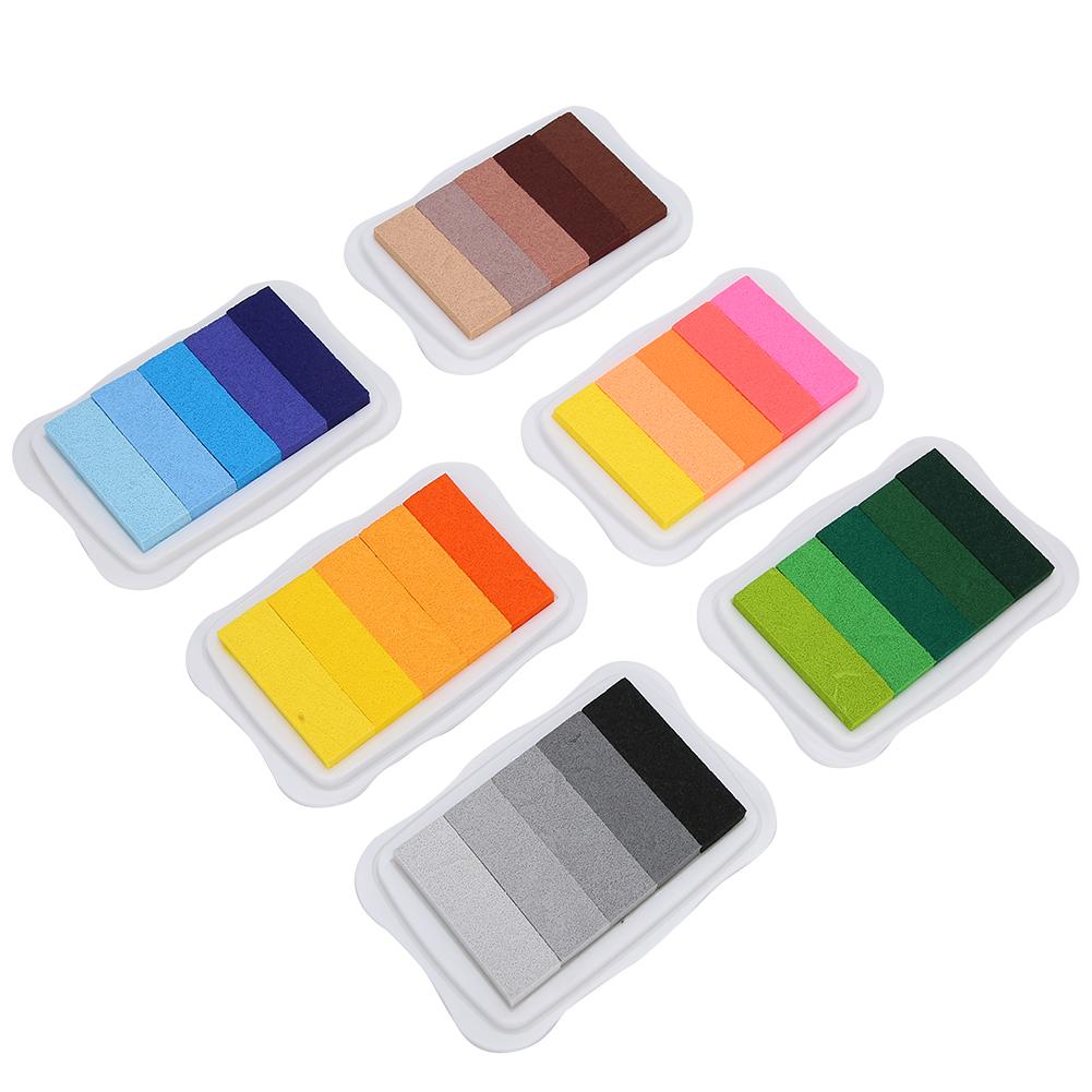 

6Pcs Gradient Stamp Pad Non Toxic Hand Made Craft Inkpad Printing Processing Supplies