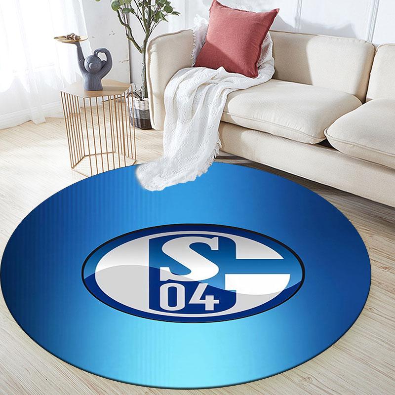 FC Schalke 04 Pattern Round rug,Carpet Rug for Living Room Bedroom Playroom ,Non-slip Floor Mat,Holiday Gifts and Birthday Gifts.