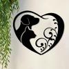 Pet Heart Shape Metal Wall Art Black Silhouette Dog Cat Lover Gift Indoor Outdoor Decor