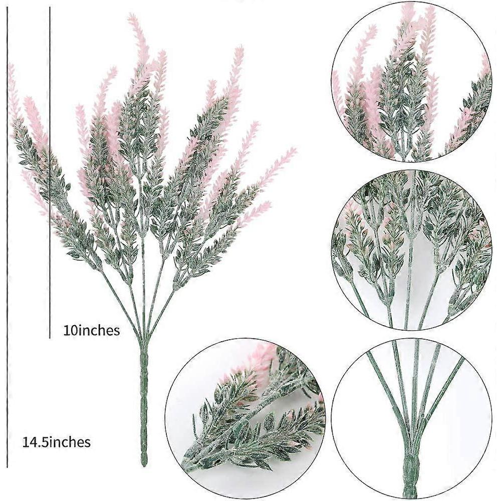 Artificial Lavender Flowers Fake Plants with Fake Plastic Wedding Bouquet for Home Kitchen Decor 8pcs Purple