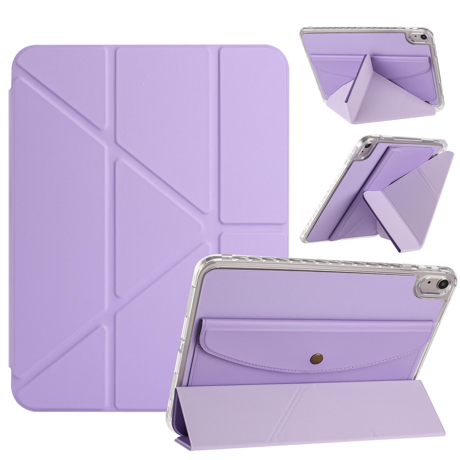 

For iPad 10.9 (2022) Case Origami Stand Wallet PU Leather Smart Tablet Cover with Pencil Slot Purple