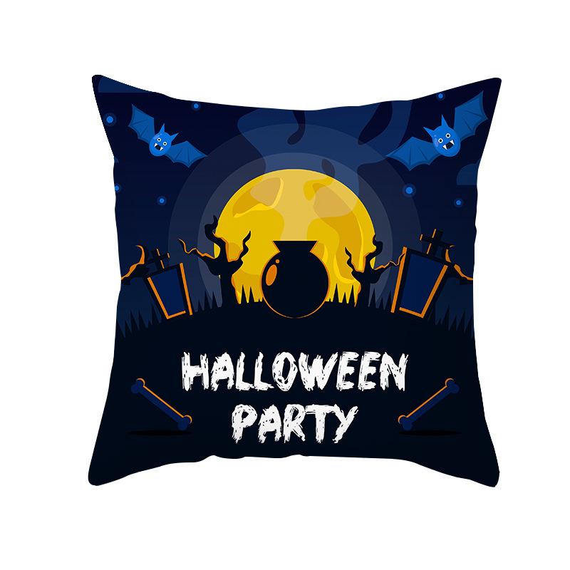 Home Cartoon Pumpkin Head Halloween Pillow Cover Peach Velvet Cushion Cover Office Sofa Cushion Cover