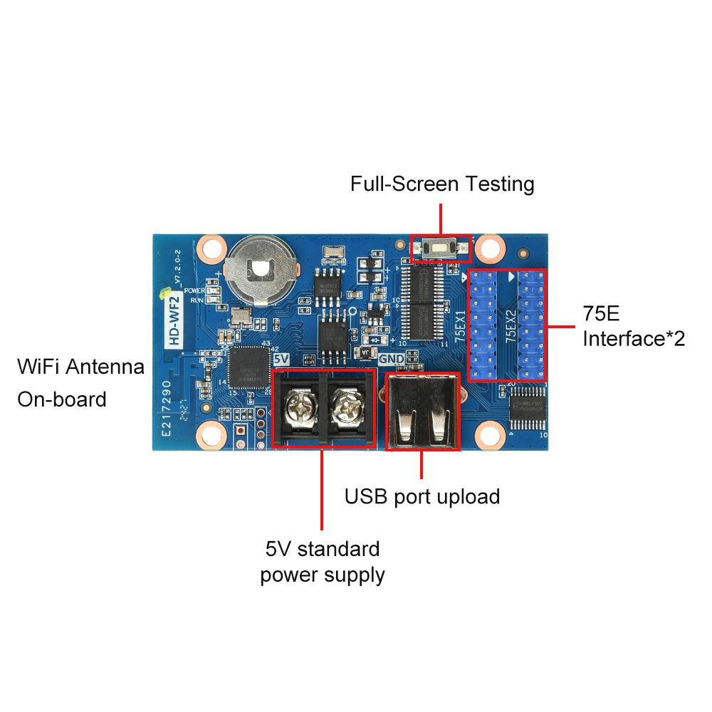 HD-WF2 Écran LED Full Color 7 Couleurs Petit Contrôle WIFI Carte Support Panneau RGB P5 P8 P10 Téléphone Portable WIFI + Clé USB