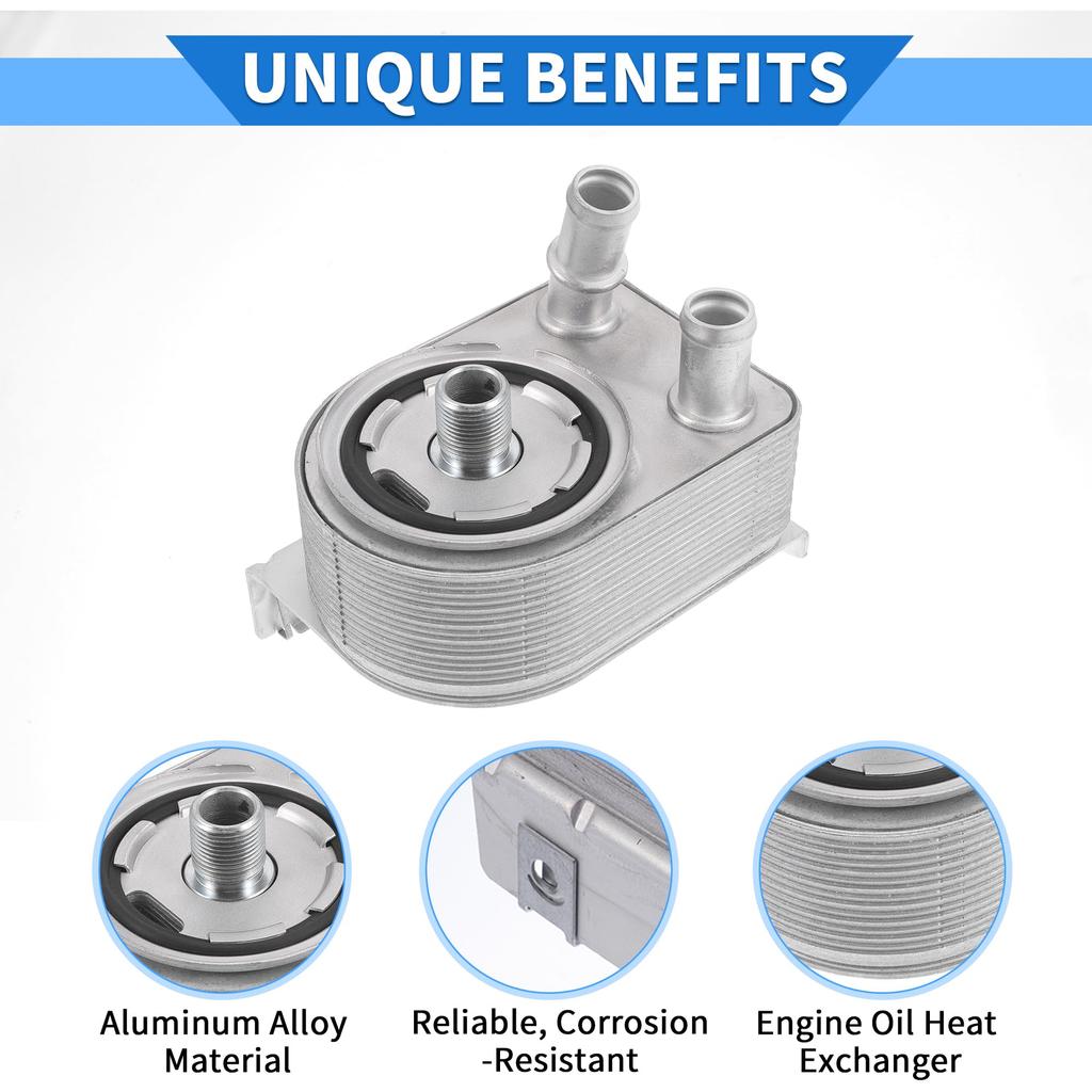 VekAuto Engine Oil Cooler Kit for Jeep Renegade 2015-2021, Durable Aluminum Alloy Silver Tone Transmission Oil Cooler with O-Ring Seals and Bolts