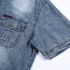 Vintage gewaschene Denim-Hemden für Herren, schmal, lässig, kurzärmelig, Herrenbekleidung, Jeans-Hemd, Sommer-Männerhemd