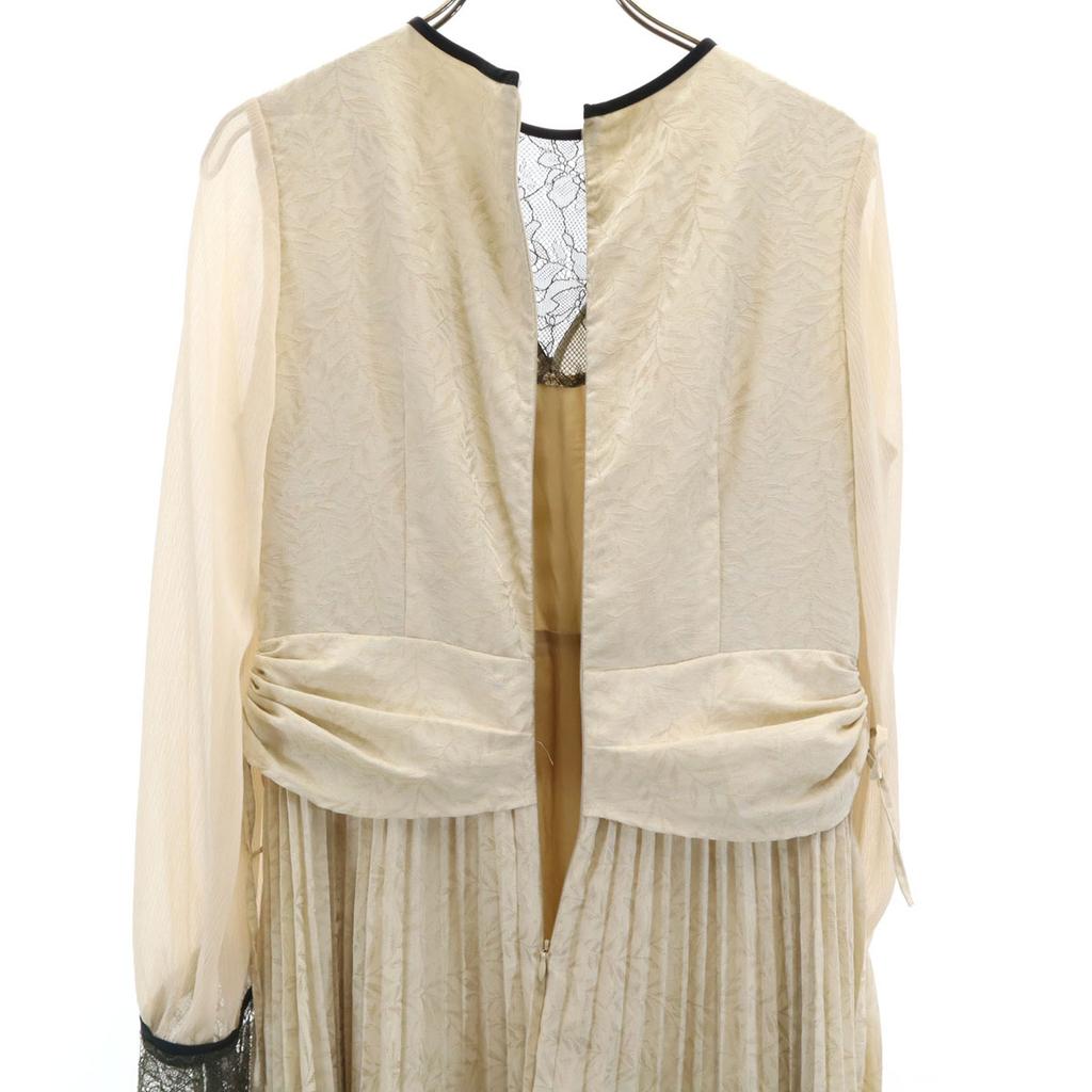 UNITED TOKYO Leaf Pattern Long sleeve JQ one piece beige Women Used