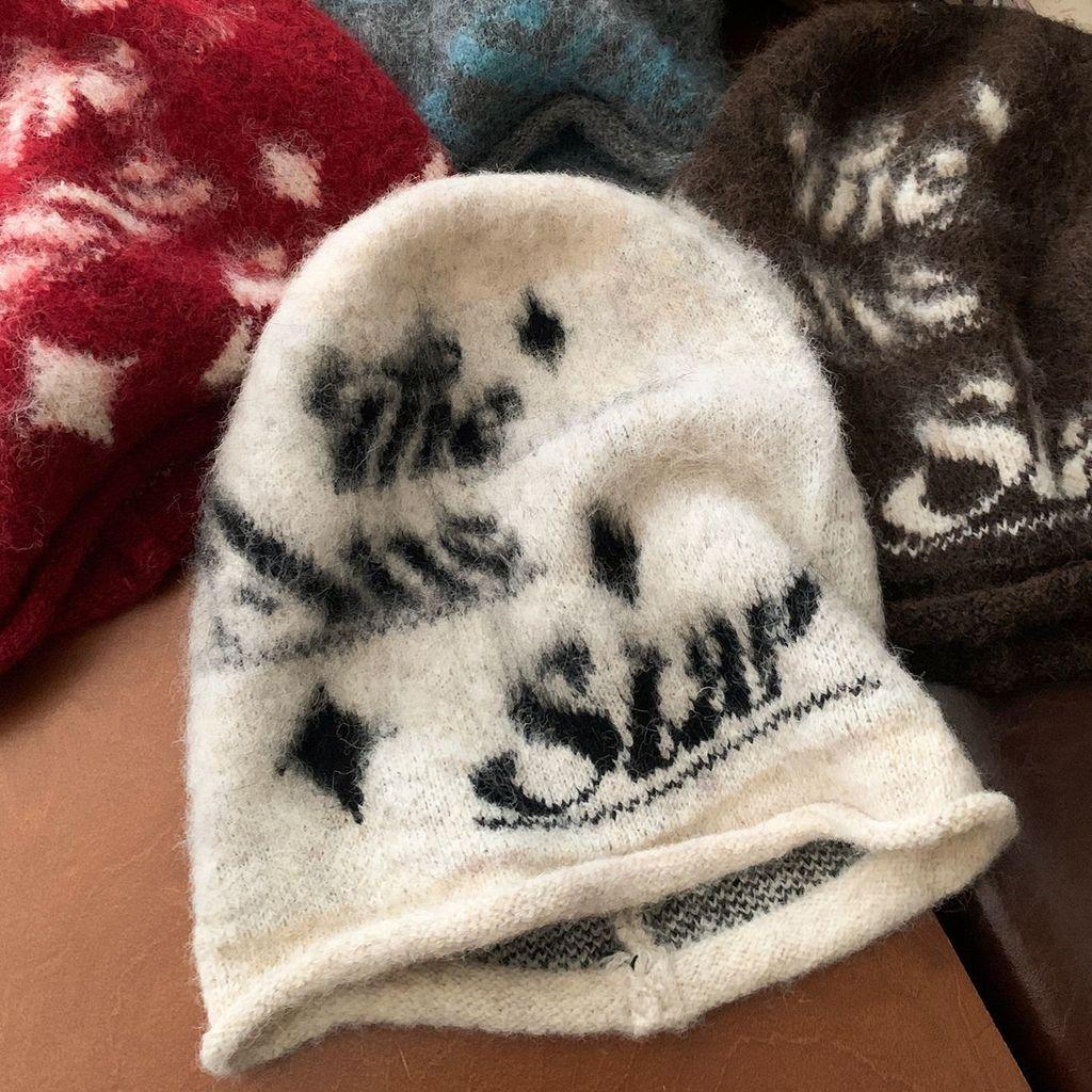 Wool Blend Knit Hat With Letter Print For Winter Warmth And Casual Style