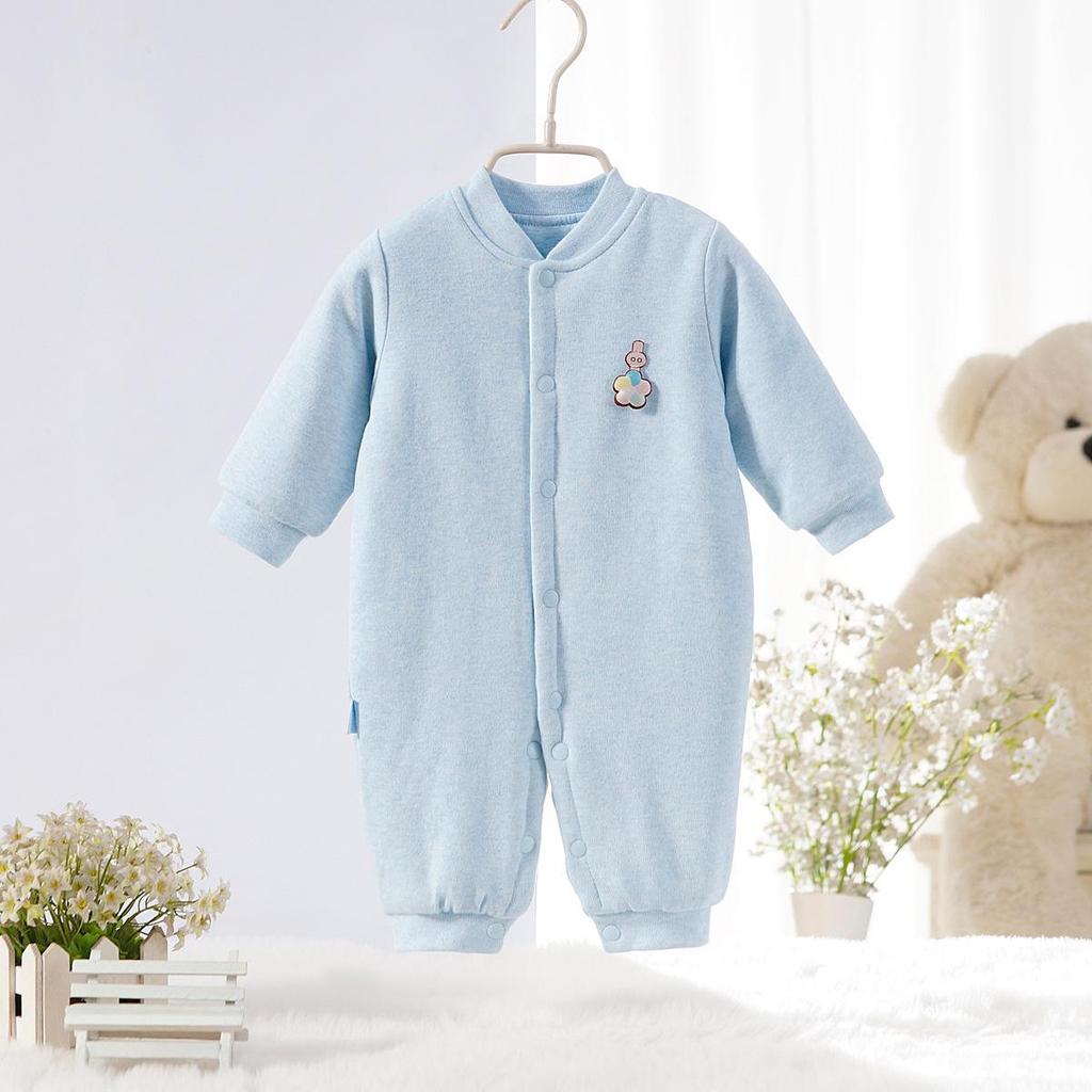 Frühlings- & Herbst-Baby-Baumwoll-Strampler: Gesteppter Samt, Langärmlig, Dünner Einteiler für Neugeborene
