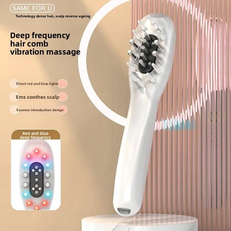 Scalp Medicine Applicator Electric Massage Hair Care Comb Hair Growth Liquid, Blue and Red Light Micro-current Massage Comb