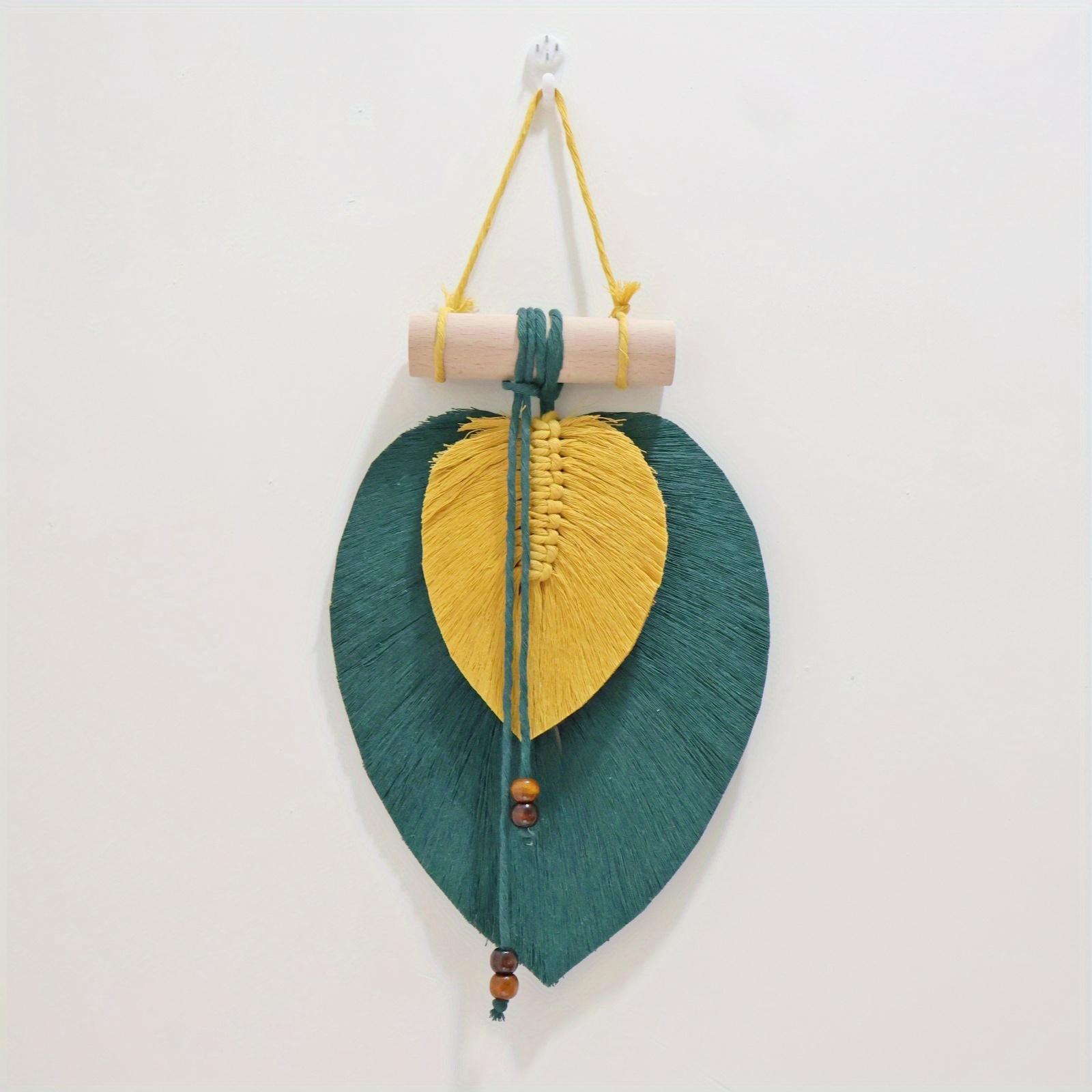 

1 шт. Богемный гобелен ручной работы из плетеной хлопковой веревки с красочными листьями для украшения дома, сада, патио на открытом воздухе 16*24cm