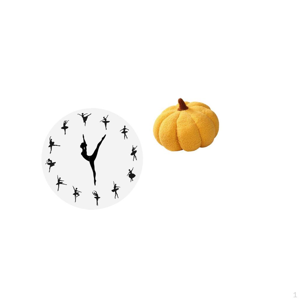 Ballerina Wall Clock Ballet Dancing Girl Halloween Pumpkin Pillows Silent Mute Dance